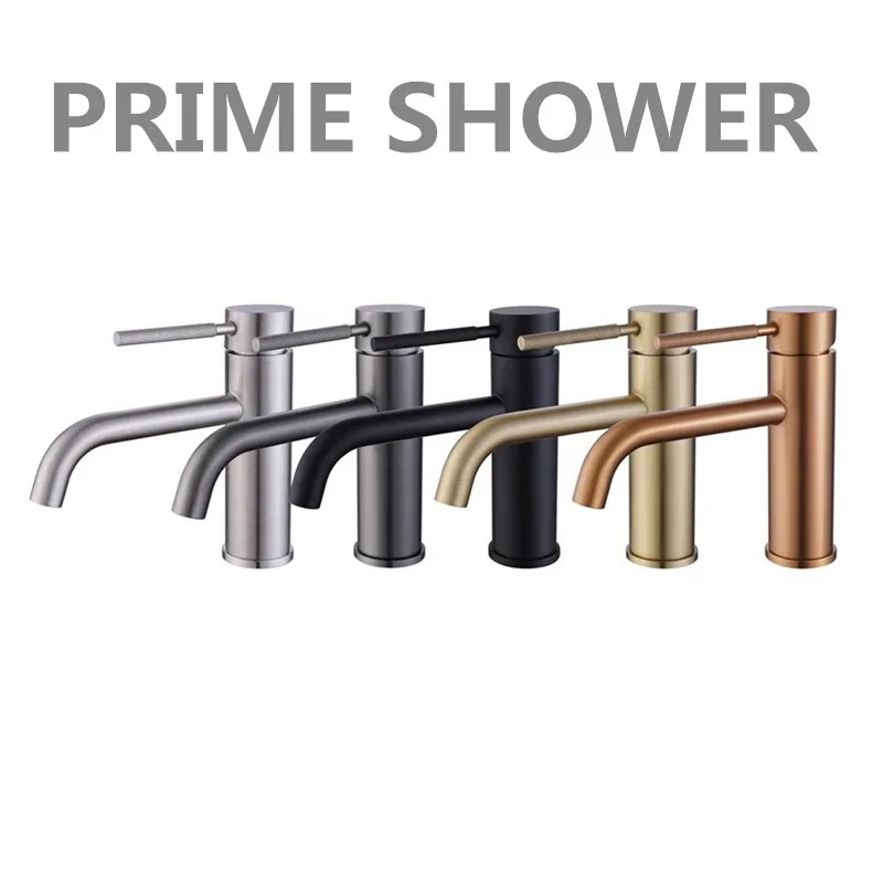 Single handle taps one hole waterfall mixer 304 stainless steel sink tap bathroom face wash black brushed gold basin faucet