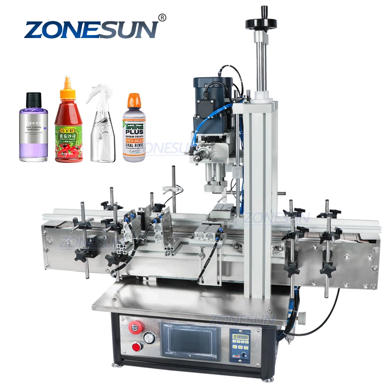  ZONESUN ZS-XG1870 насос Пневматический флакон для рабочего стола винт Автоматическая Машина Для Укупоривания крышками и колпачками стекло аромат бутылка из ПЭТ