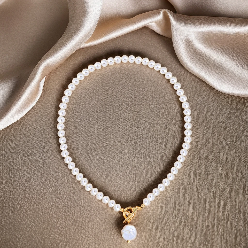 KXL00166 18K Gold Plated Beaded Ball Chain Freshwater Pearl Men/Women Tarnish Free Necklace For Girls Custom Accessories Jewelry