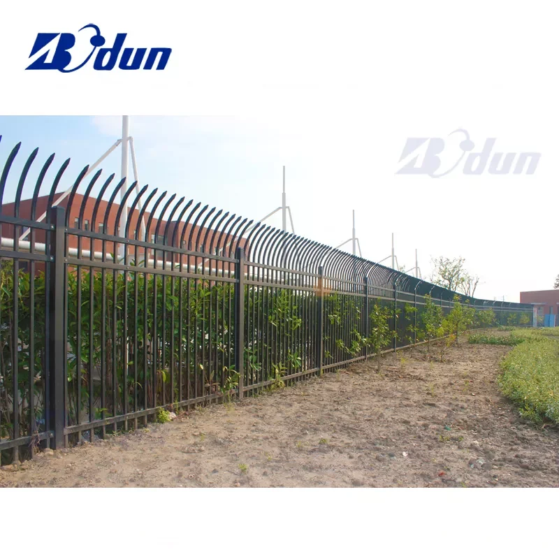8ft x 6ft Durable hot selling black outdoor security fence metal fencing commercial steel rod iron panels