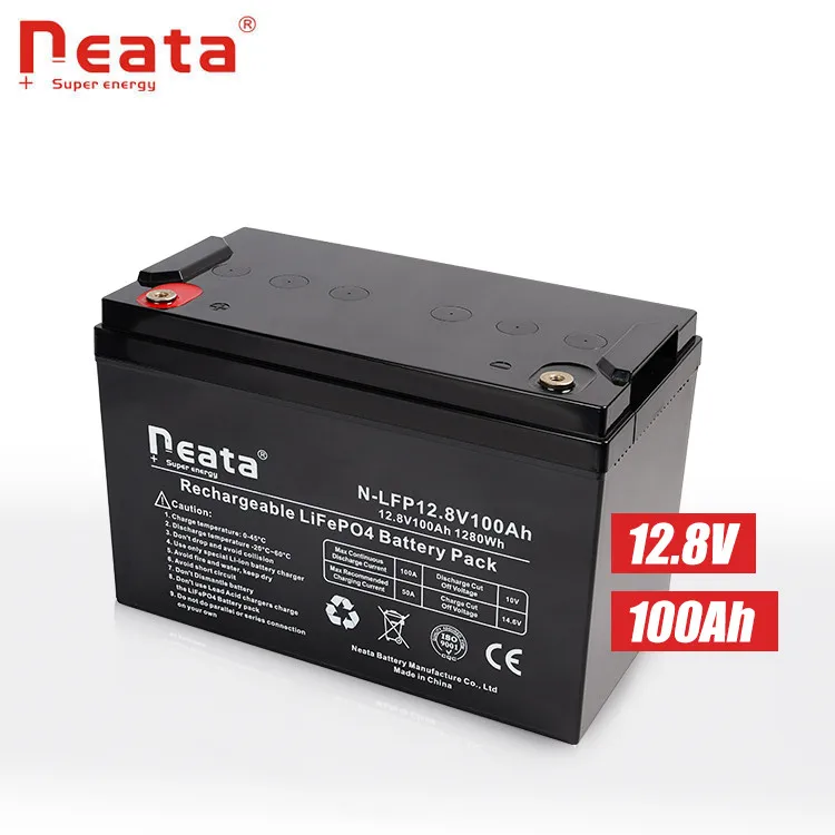 Neata New Model Emergency Backup Rechargeable Long Life Fire Security System LiFePO4 12V 100Ah Lithium Ion Battery