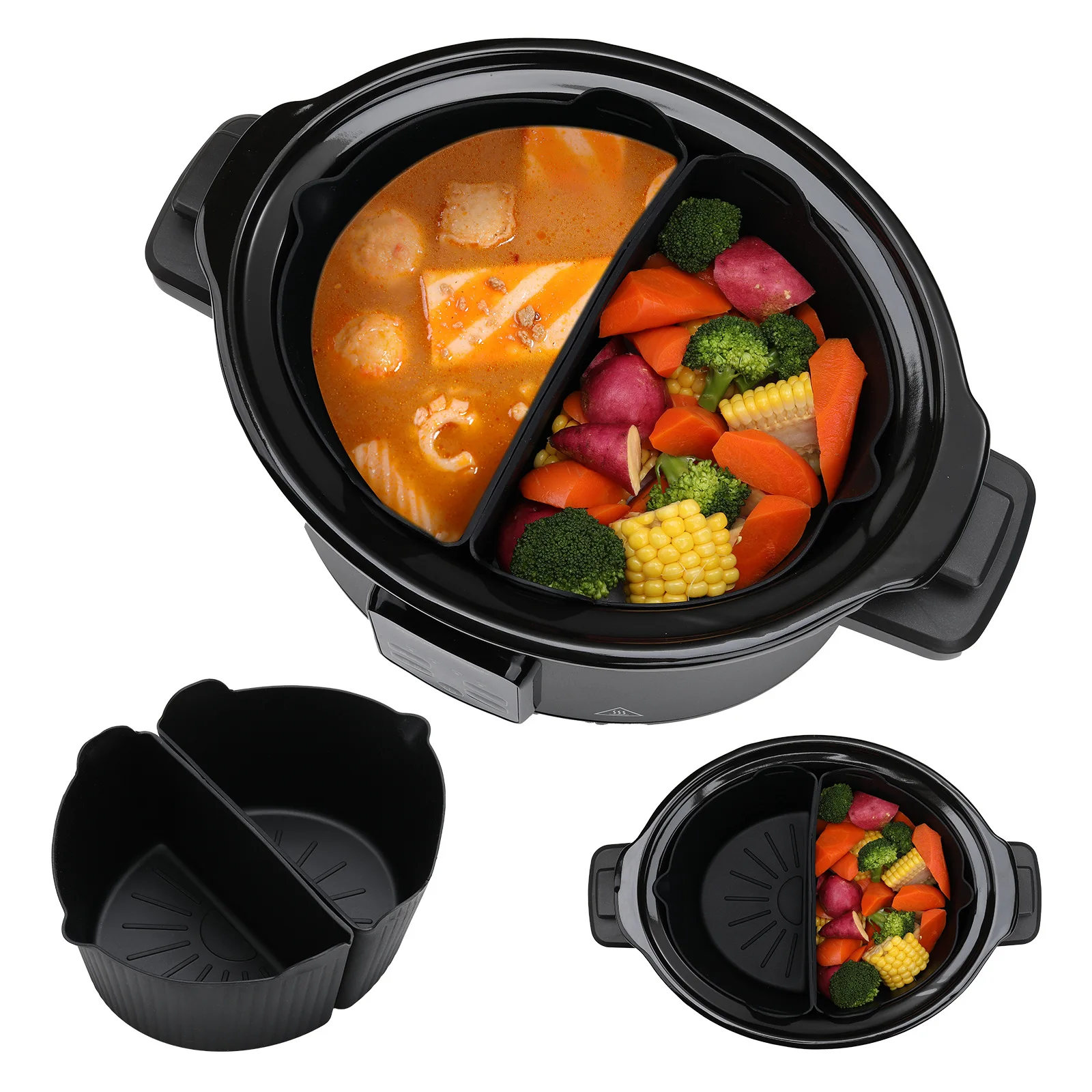Factory Slow Cooker Divider Silicone Insert Liners Fit 6 Qt Crockpot Reusable Leakproof Silicone Slow Cooker Divider Liners