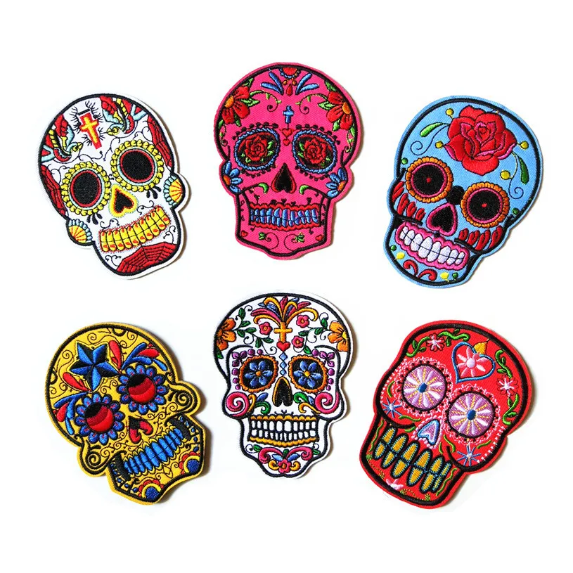 Boutique Embroidery Cloth Stick Skeleton Ghost Head High-end Garment Accessories Chest Sticker Fabric Handmade Chenille Resin