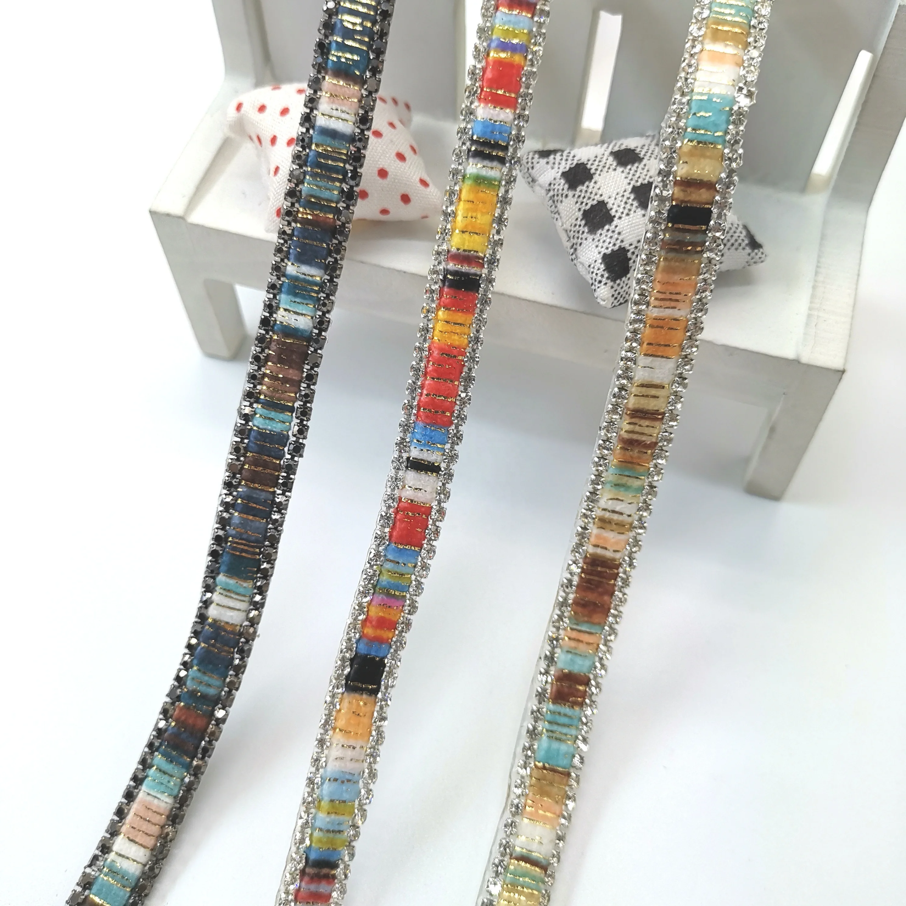 original factory heat transfer designs webbing chain rhinestone decoration hot fix trim for garment accessory