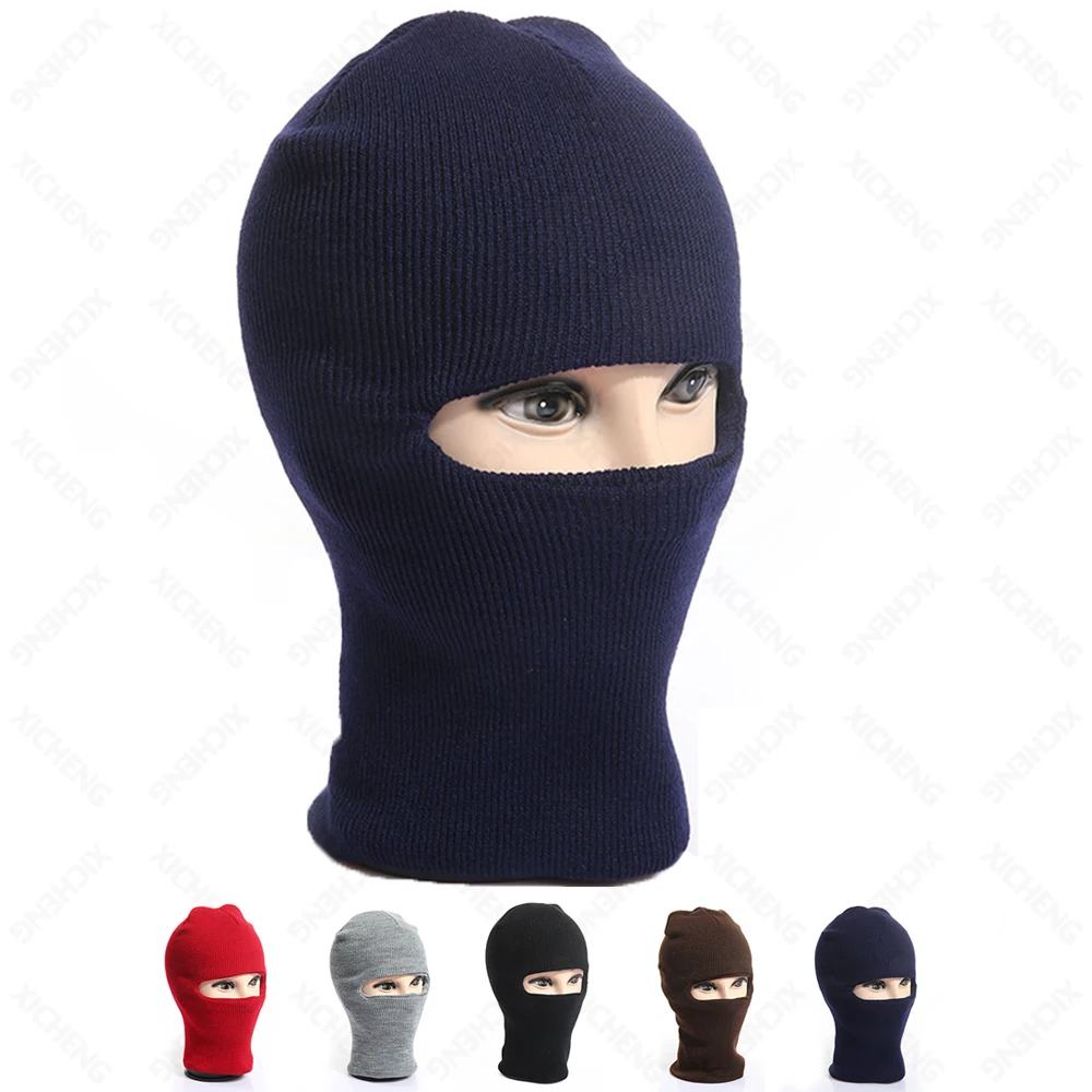 High Quality Outdoor Custom Logo winter Warm1one Hole Full Face Cover Ski Mask Knit Cap Acrylic Balaclava Hat