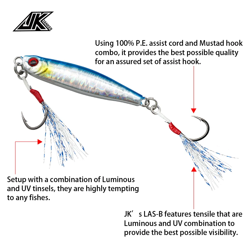 JK 2024 High Quality Shore Jigging Light Assist Hook Made Of High Carbon Steel Fishing Hook Very Sharp Hook Tip For Saltwater