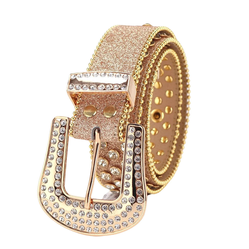 TENGMEI Bling Bling Designer Western Rhinestone Belts For Women Diamond Shinning Belt Gold Cowgirl Crystal Belts For Jeans