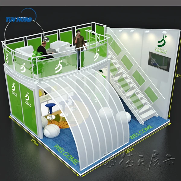 Изготовление под заказ выставка дисплей стенд двойной палубе стенд дисплей для выставки в Шанхае