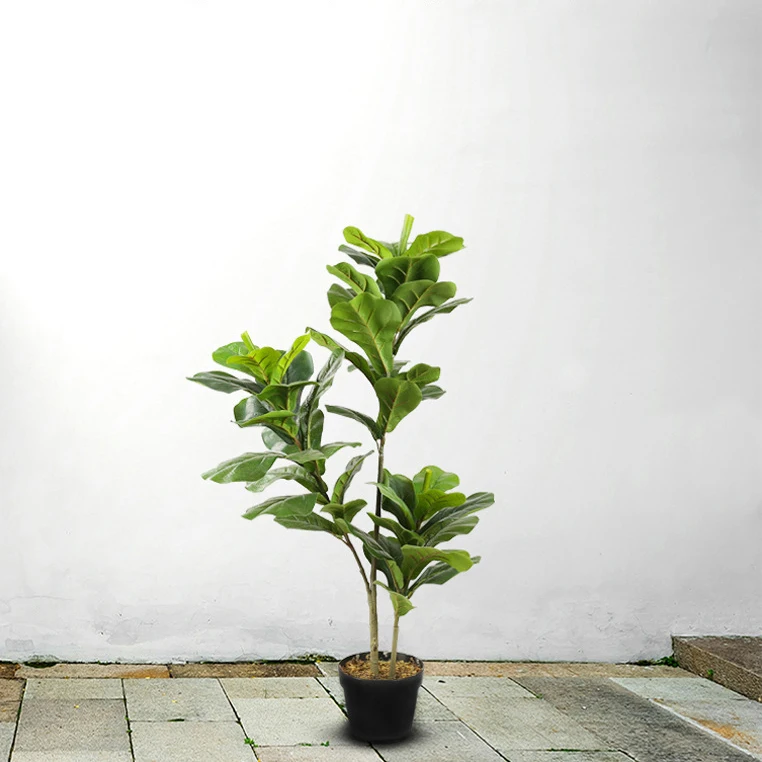 Artificial Plants Indoor Potted Plant Fiddle Leaf Fig Tree Ficus Lyrata Eco-Friendly PEVA Rubber Tree For Home Garden Decoration