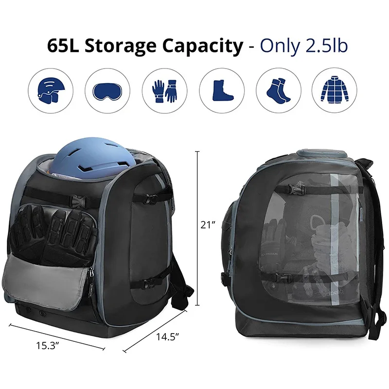 Large capacity Waterproof ski boot backpack Durable multi-functional travel luggage equipment bag