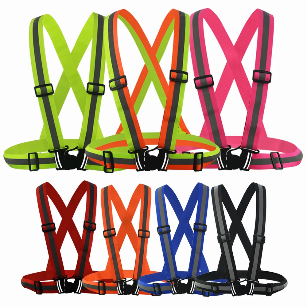 Safety custom logo high visibility adjustable strap reflective belt