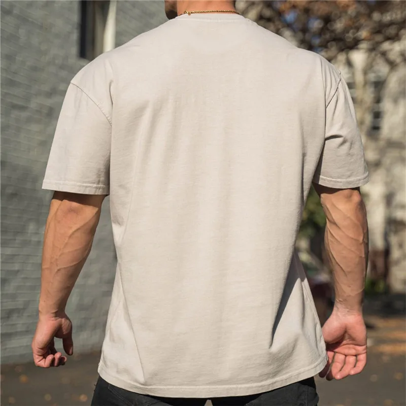 Wholesale New Men Gym Workout Fitness Cotton Short Sleeve T-shirt Hip Hop Fitness Summer Oversized Bodybuilding Tops Sports Tees