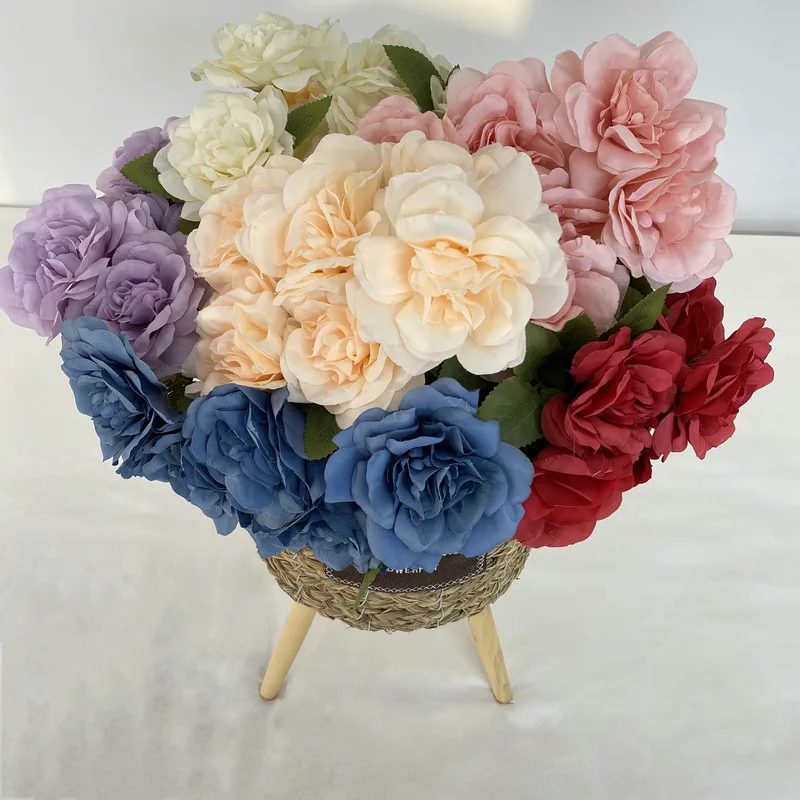 artificial flowers rose bundles 7 headed bouquet Of snow mountain rose flower arrangement on the wedding site