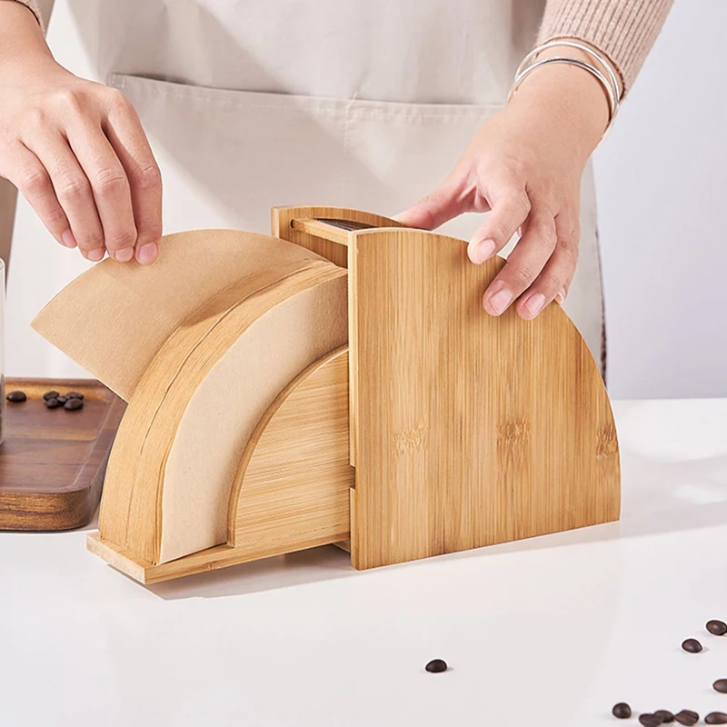 Экологичная бамбуковая коробка для хранения кофейной фильтровальной бумаги держатель для кофейной фильтровальной бумаги с пылезащитной крышкой