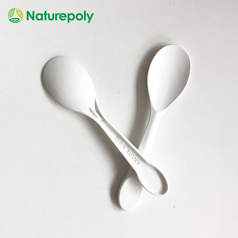 Customized Colored Biodegradable PLA CPLA Corn Starch Ice Cream Frozen YogurtPlastic Disposable Scoop Compostable Sundae Spoon