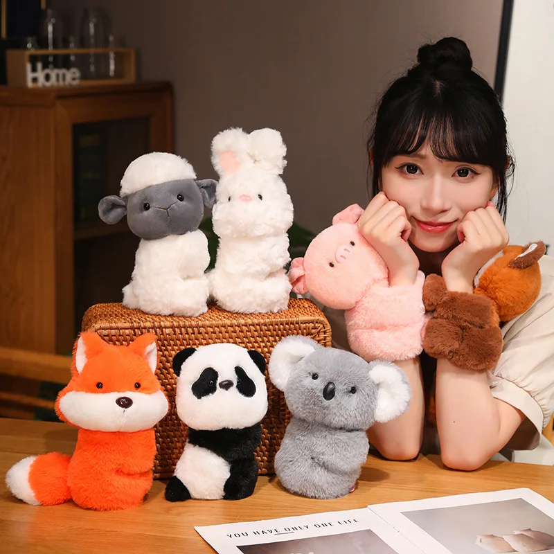 Cute a variety of animal sitting plush toy clap bracelet high quality stuffed toys for children to play with