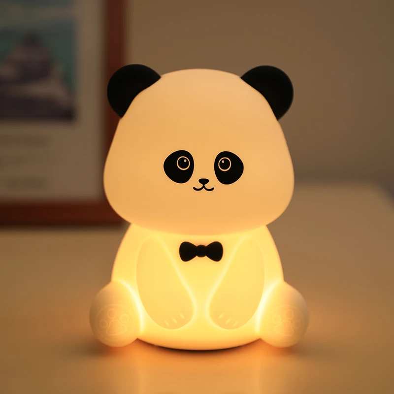 USB перезаряжаемый сенсорный контроль RGB меняющий цвет милый Панда светодиодный ночник