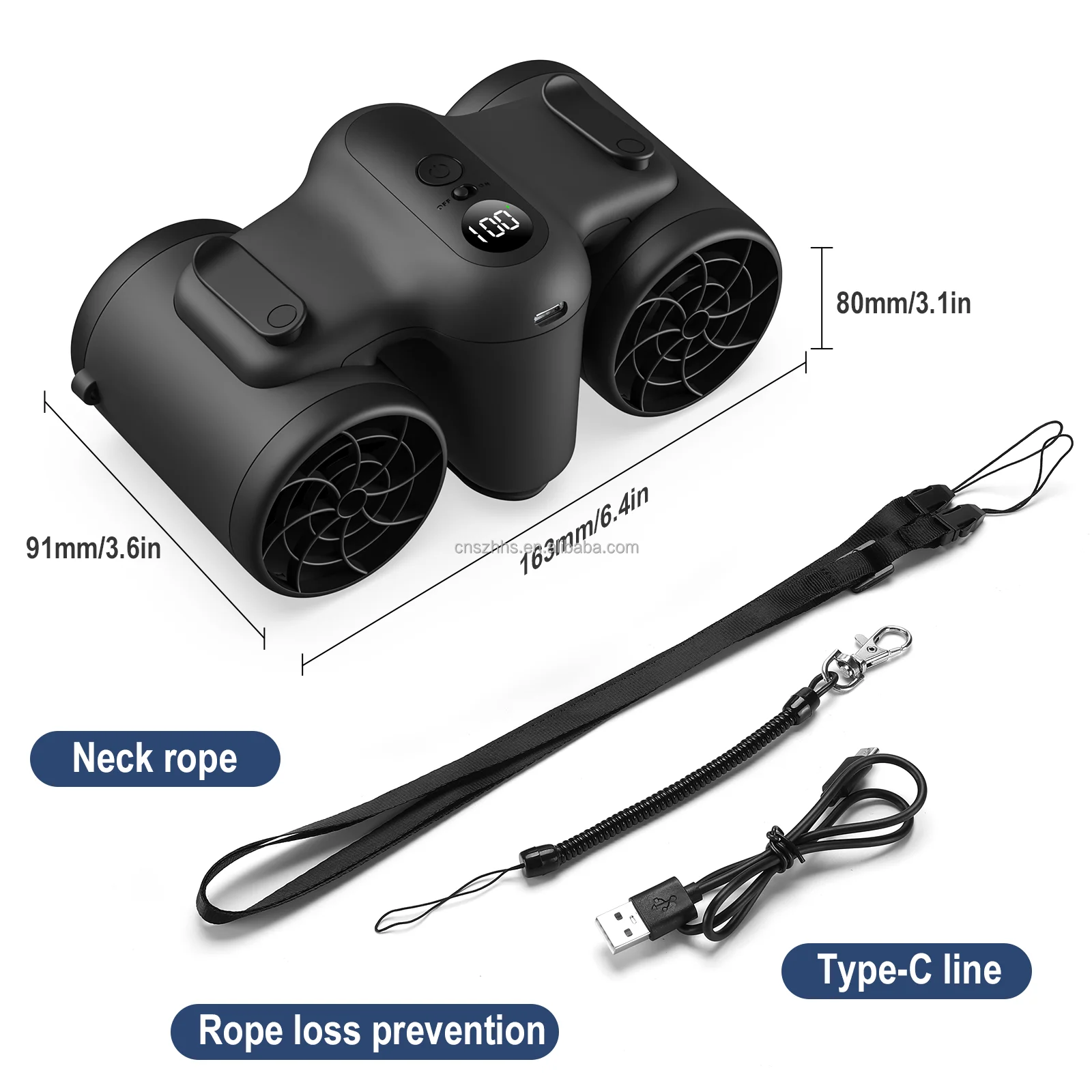 Personal USB Charging Strong Wind Portable Wearable Fan Electric Hanging Waist Belt Clip Mounted Fan For Outdoor With Display