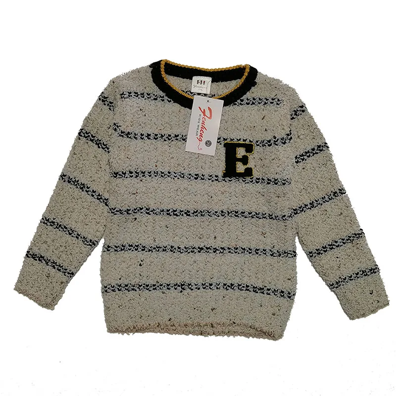 Top-Level Custom Style Kids Sweaters Elastic Round Neck Baby Sweaters Stripe Sweaters Unisex
