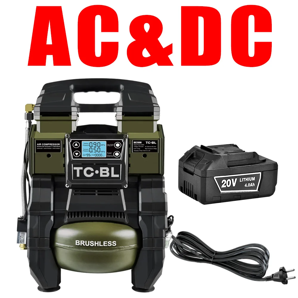 AC&DC Dual-Purpose Portable Air Compressor Oil Free Ultra Quiet and Small Cordless Air Pump Heavy-duty Tire Inflator