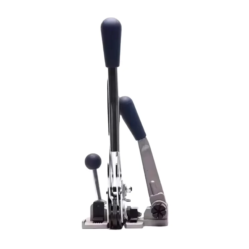 Manual Three-in-One Strapping Tool 13mm White PP Straps Tensioning Clipping Buckles and Cutting Machine