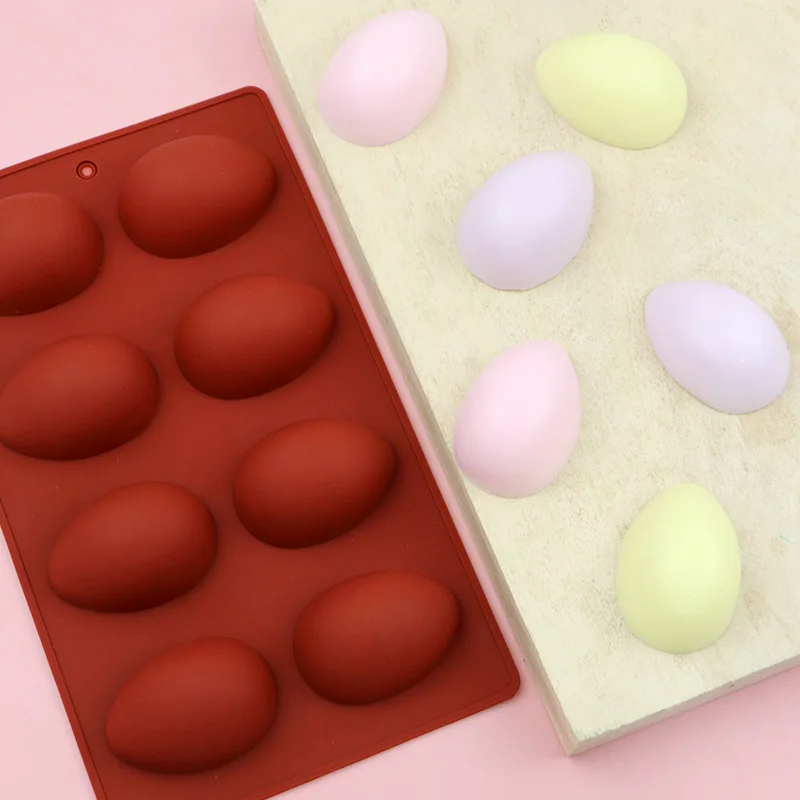 MULTIFUNCTION   8-Cavity Food-grade Baking Egg Shape Silicone Cake Molds