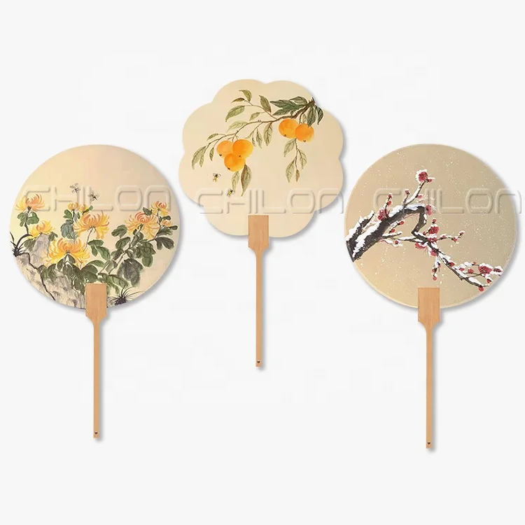Printing promotional Round hand fan customized Wood hand fan