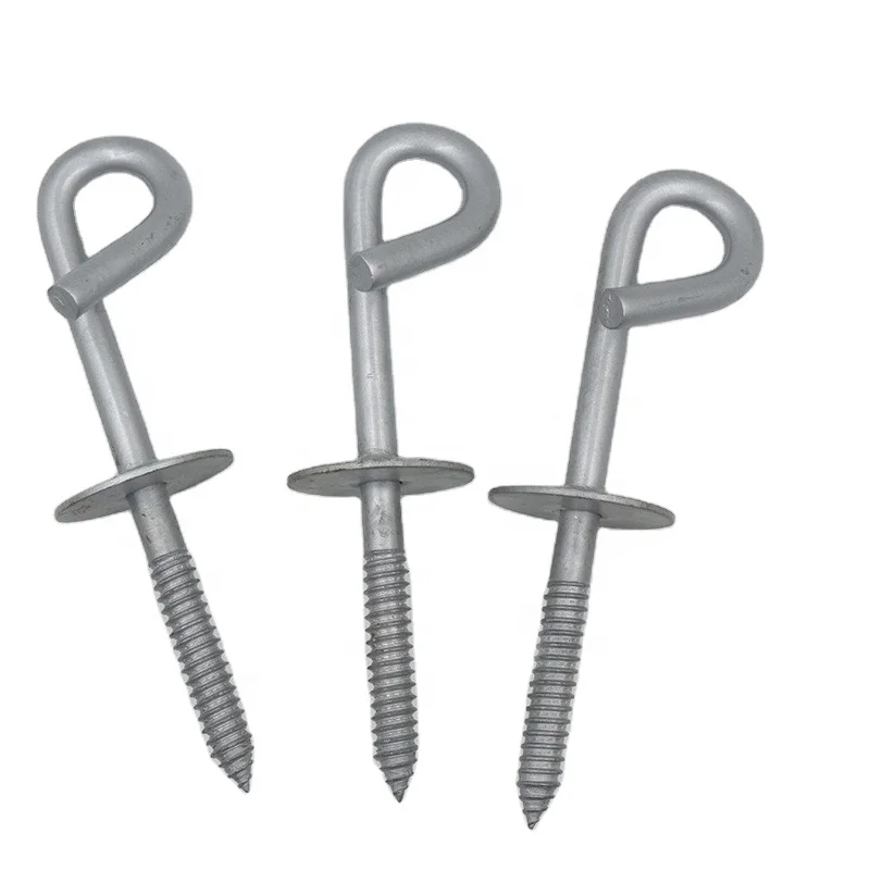 Power fittings pole line hardware scaffolding steel eye screw pigtail screw welded eyebolt with welded washer