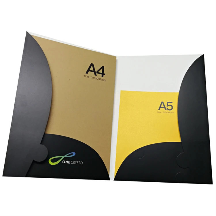 A4 A5 Personalized Printing One Pocket 300gsm Coated Paper Cardboard File Presentation Folder for Business