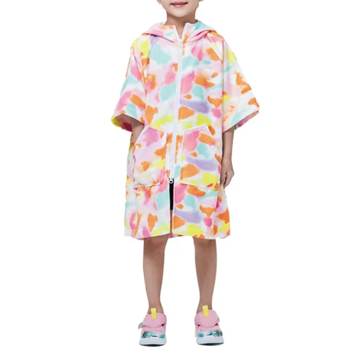 High Quality Microfiber Kids Swimwear Beach Children Printed Hooded Towel Ponchos Swimming Beach Towel