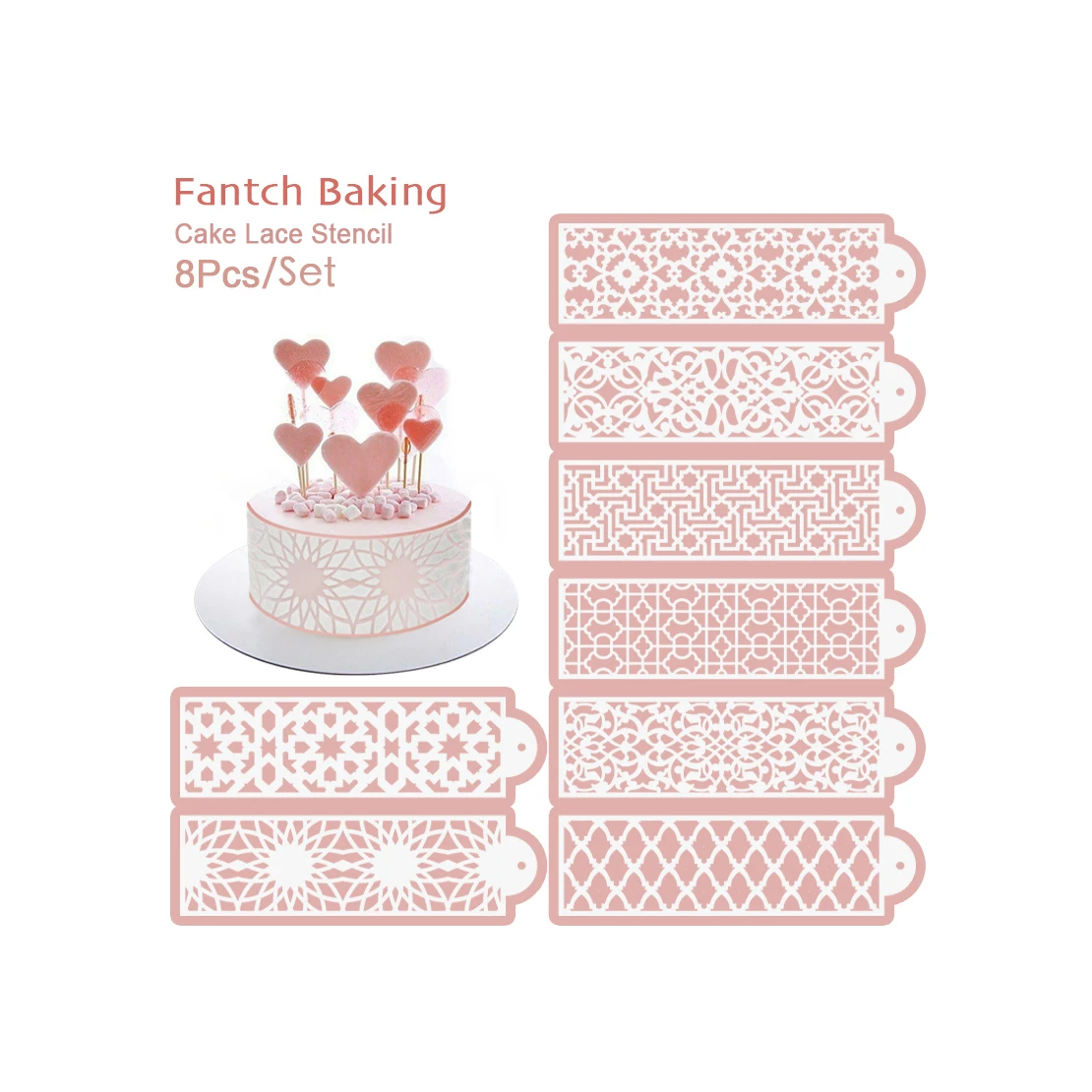 8Pcs Retro Totem Cake Lace Template Cake Decoration Stencil Pad Baking Tool Cake Tools