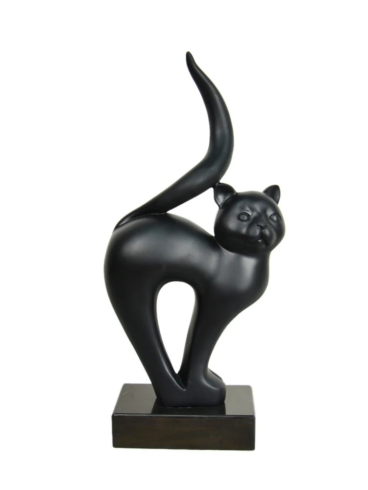 Home Office Cabinet Desk Office Animal Artwork Decoration Crafts Resin Black Cat Statue Home Decor