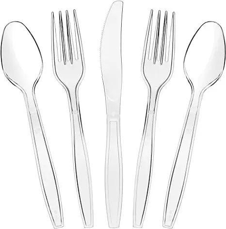 Disposable dinnerware sets custom plastic cutlery kit PS black  white fork and spoon knife