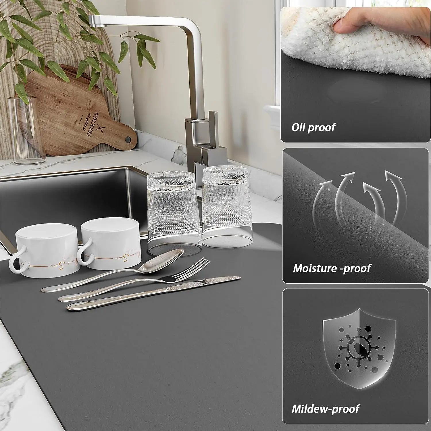 custom new diaomite diatomate rubber absorbent diatomaceous earth foldable diatomite stone dish drying mat for Kitchen Counter