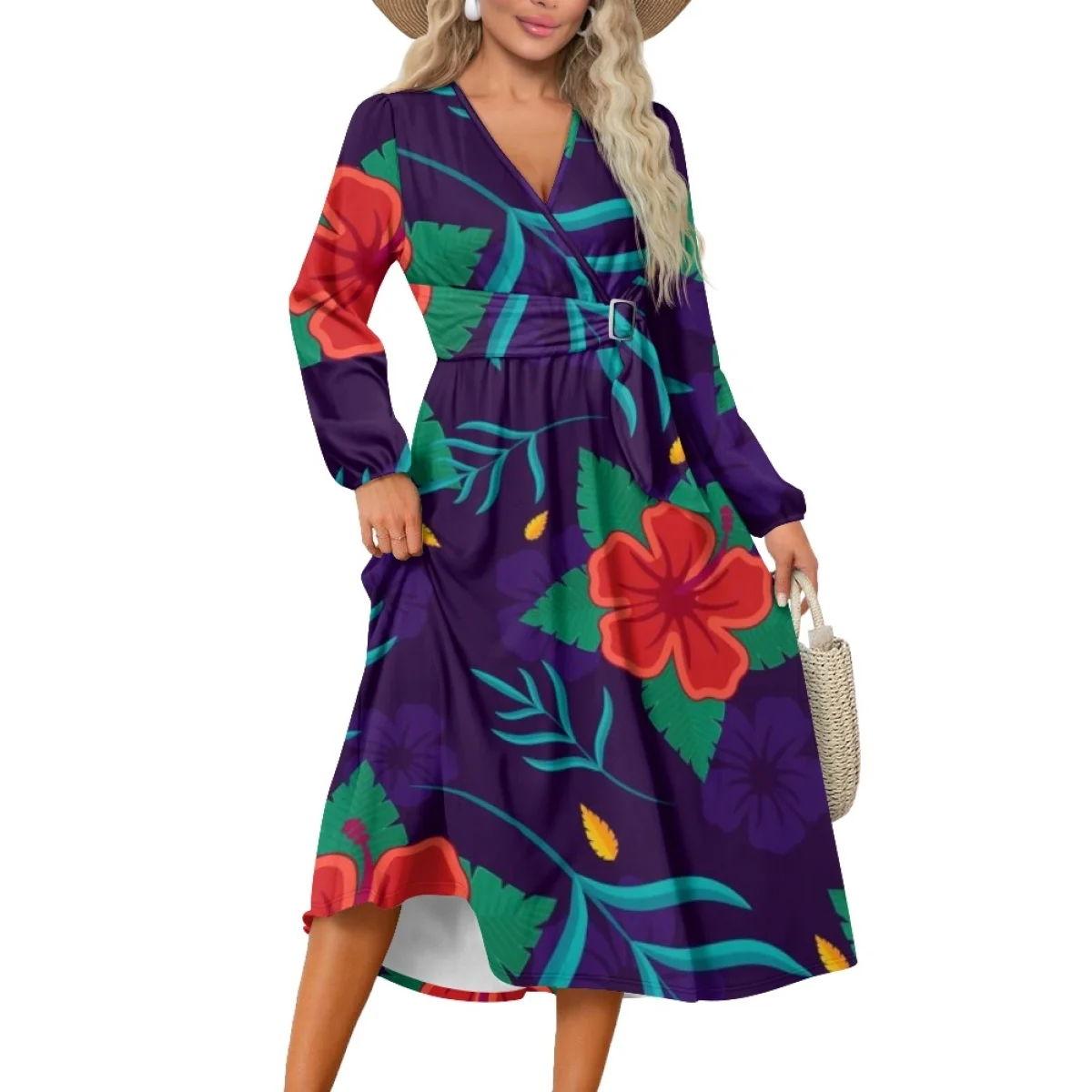 2024 Most Popular Spring Summer Flower Printed Hawaii Dress Design Your Own Image Fancy Dresses For Ladies Look Thin