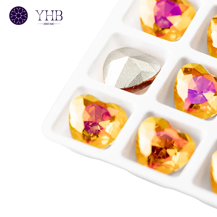 Wholesale Bulk High Quality Non-Hotfix Rhinestone Glass Heart Shape Rhinestone For Clothes Jewelry