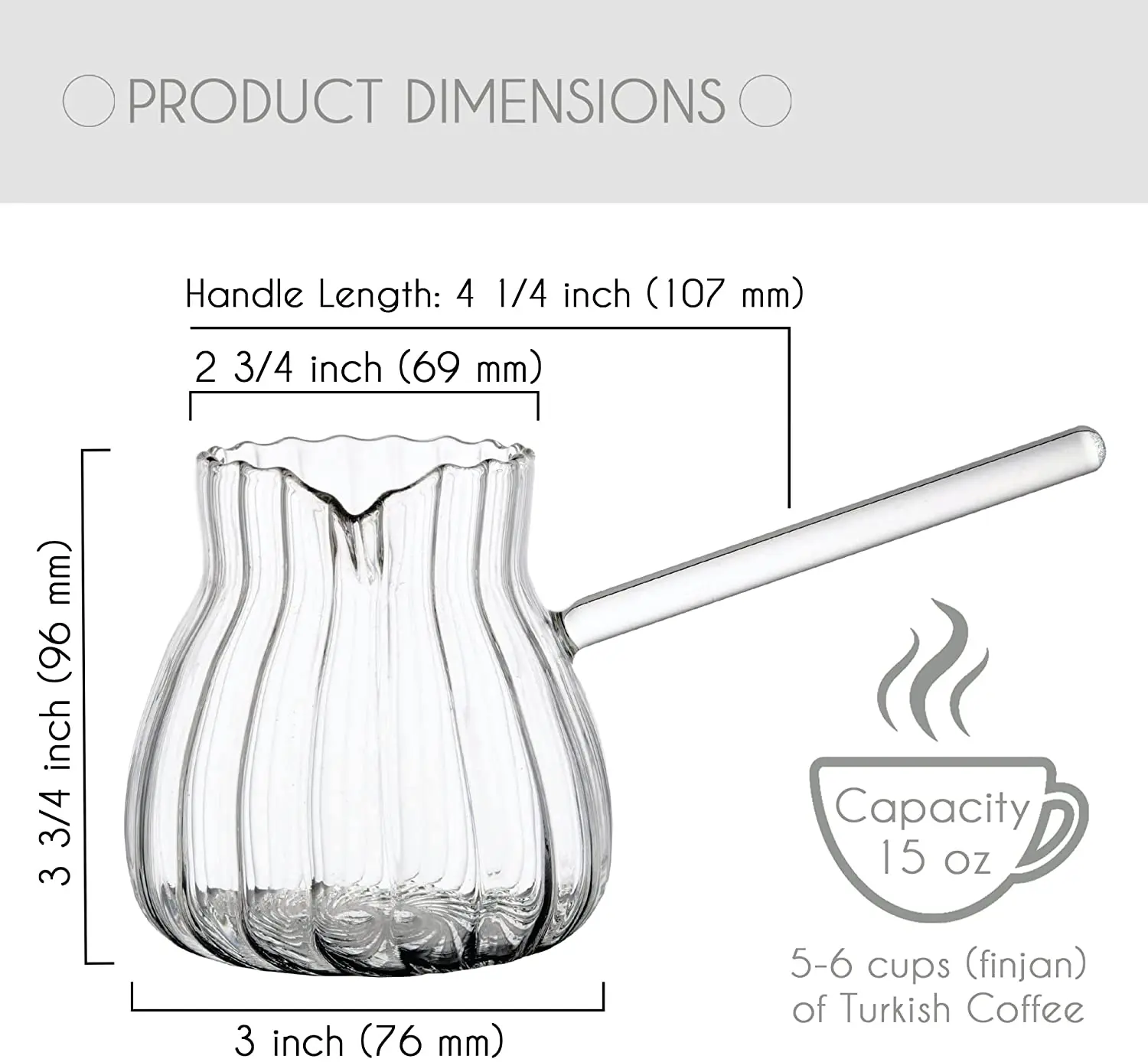 Curved Turkish coffee pot borosilicate glass stovepot heat resistant milk warmer