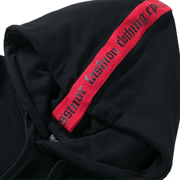 New Model Wholesale Mens Cotton Plain Black Pullover Oversized Hoodies Drawstring With Twill Tape