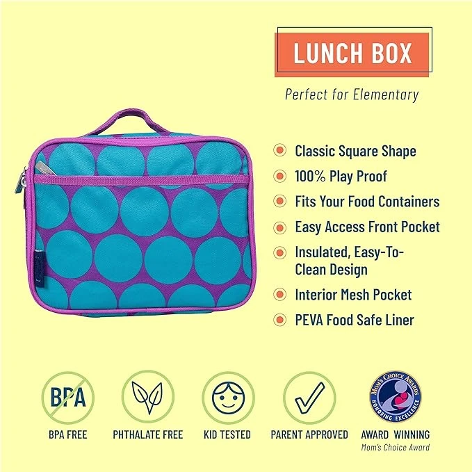 Kids Polyester Thermal Insulated Lunch Box with Waterproof reusable lightweight Feature  Cooler Bags for School or Picnics