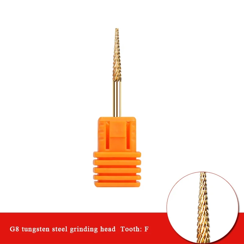 Gold Small Barrel Nail Drill Bits Tungsten Steel Alloy Nail Drill Bit Set Carbide Tapered Manicure Exfoliate Nail Drill Bit