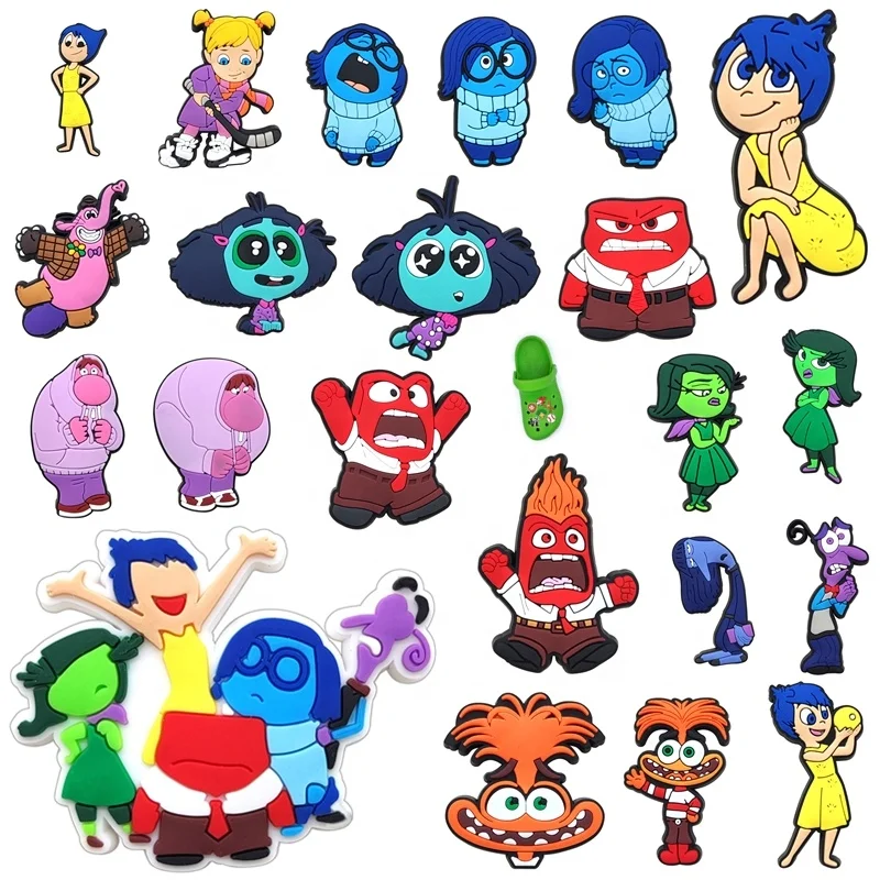 New Cute Design shoe charms Inside Out 2 Toys Cartoon Anime PVC Toys Shoe Decoration clog charm for Movie Fans Gift