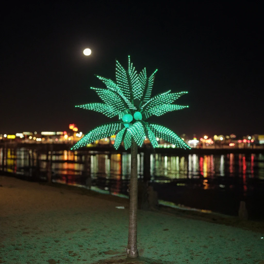 Waterproof Indoor/Outdoor Copper Coconut Palm Tree Light up for Holiday Christmas LED Warm White Lights IP44/65/67 Rated