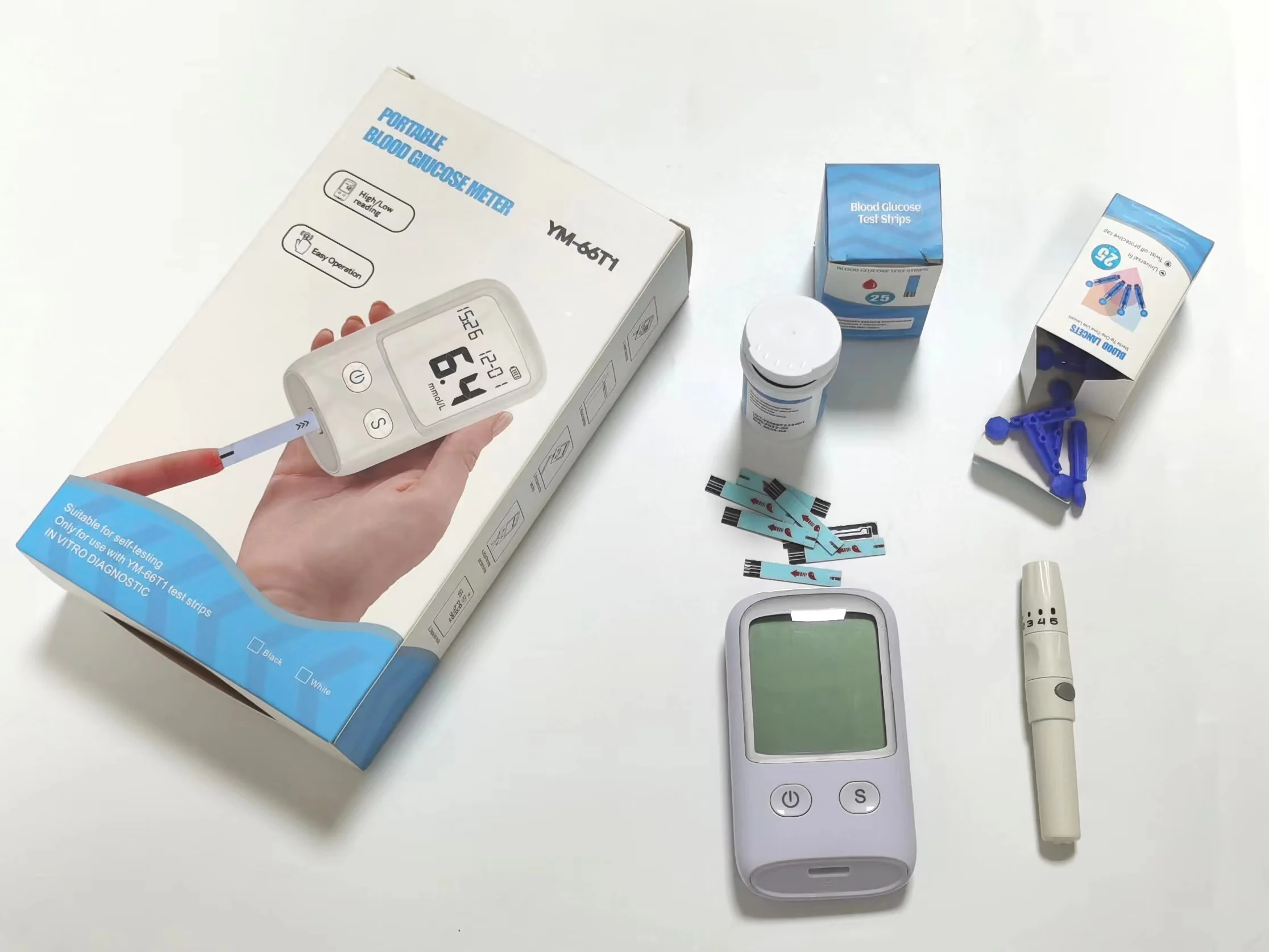 BRAV One Touch Diabetic Test Machine High Accuracy Blood Sugar Meter Active 25 Test Strips Diabetic Test Strips