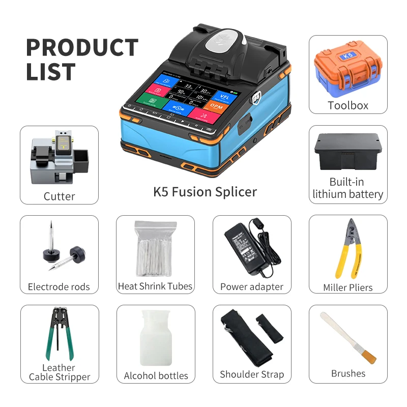 GUANGYAN K5 Full Automatic Intelligent Optical Fiber Fusion Splicer FTTH Fiber Welding Machine FTTX 3 Year Quick Mode 6s 7800mah
