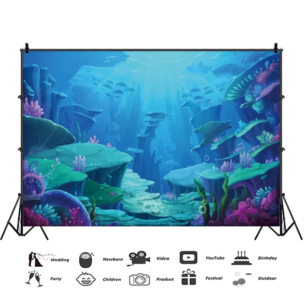 New marine fish coral 3D photo material photography background cloth decorative banner