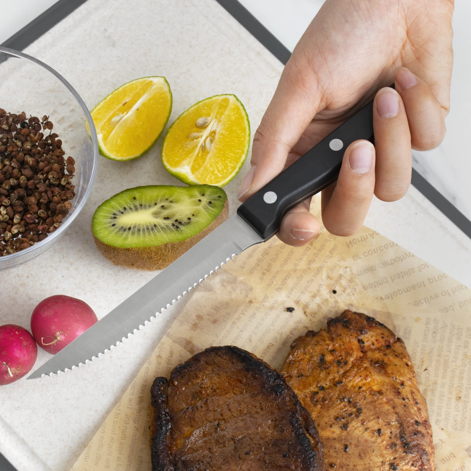 Ultra-Sharp and Never Require Sharpening Serrated Steak Knife set of 4 With POM handle