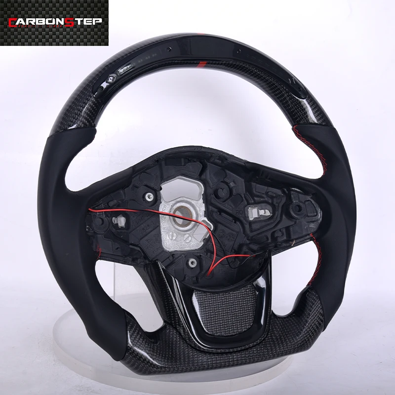 Hand Sewing Custom Black Leather Carbon Fiber Steering Wheel For Toyota Supra