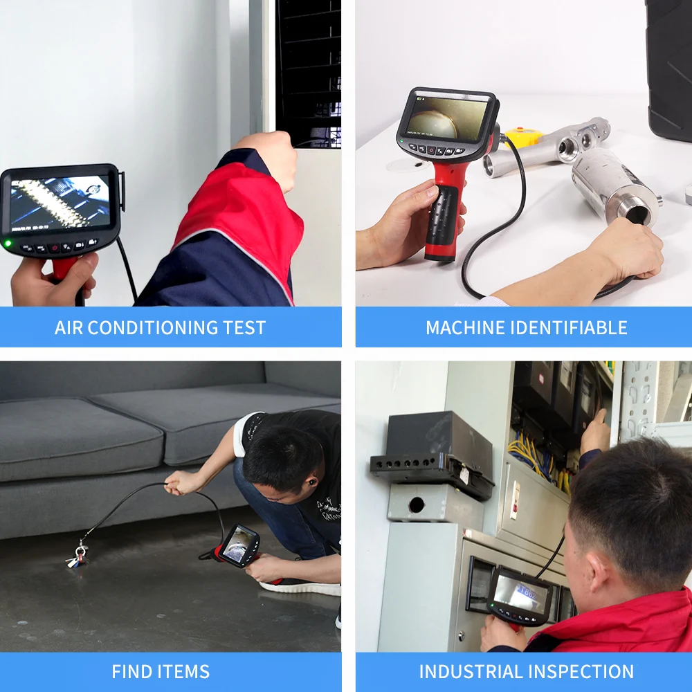  Industrial Endoscope Camera 3.9mm Thin Probe 1080P HD Borescope with 4.3' Screen 32GB TF