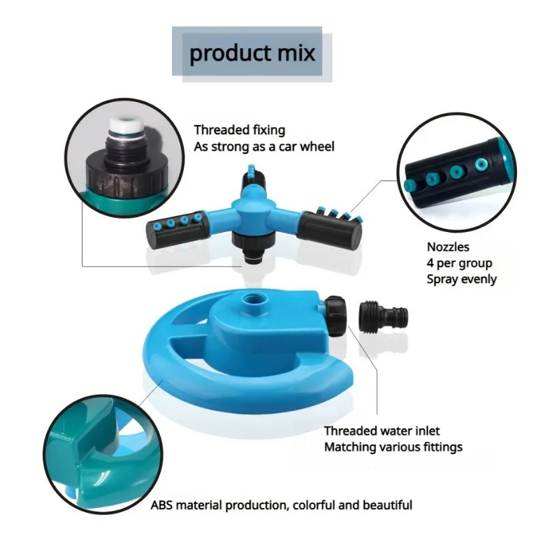 Automatic 360 Degree Rotary Sprinkler Plastic Garden Irrigation Nozzle for Lawn Vegetable Agricultural Watering