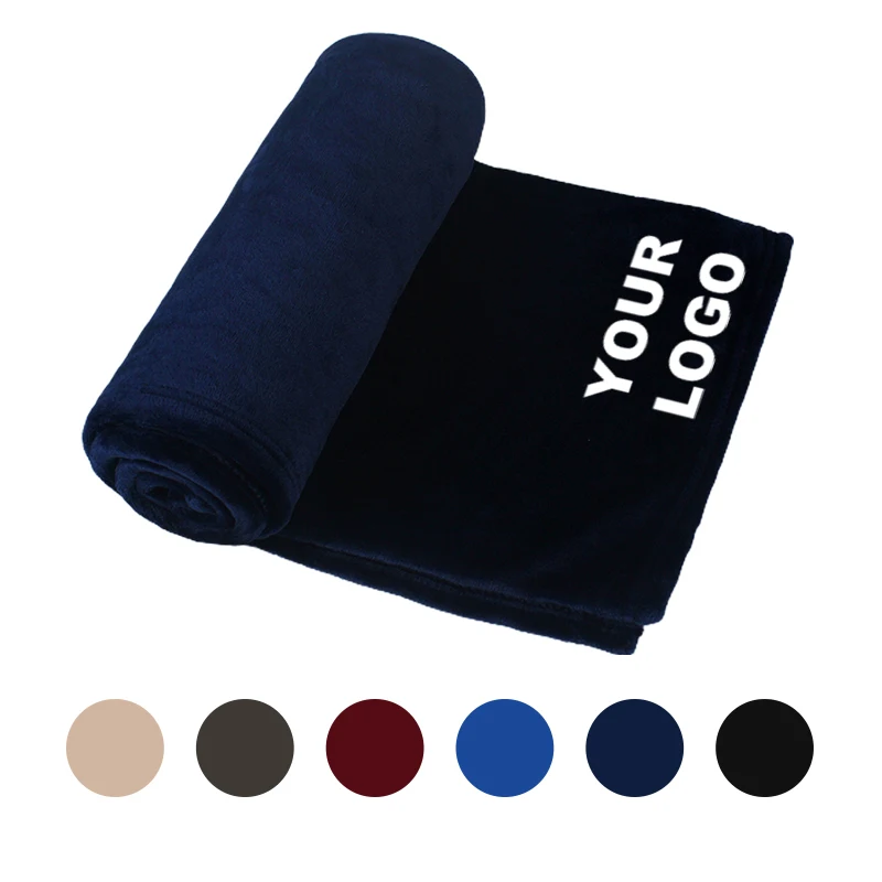 Wholesale Custom Logo Flannel Fleece Blanket Eco-Friendly 100% Polyester Coral Fleece Throw Plaid  For Sofa